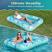 Vista 3 de Aqua Inflatable Tanning Pool Lounger, Premium Pool Float with Cupholders and Removeable Pillow for Relaxation and Fun