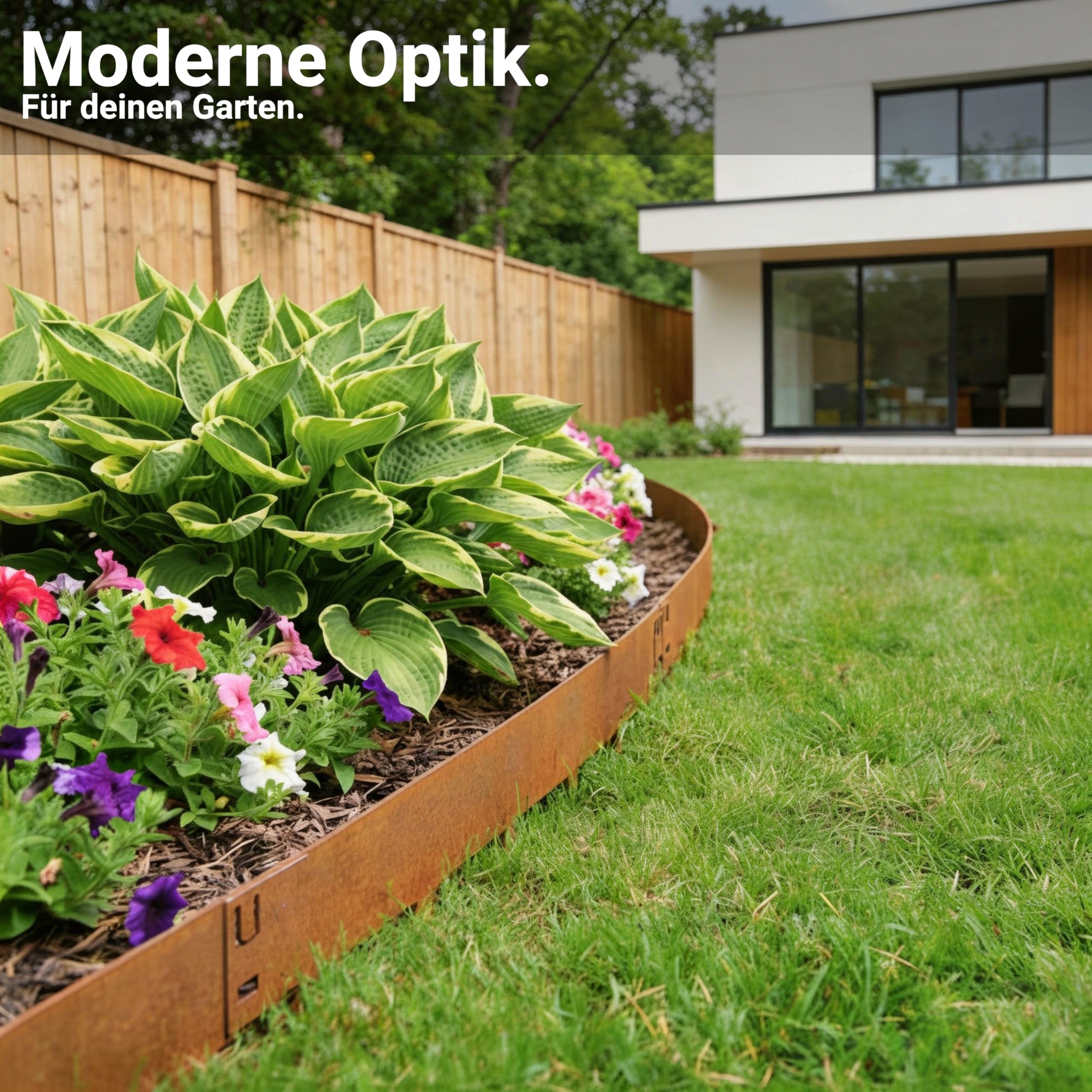 novaterra® Rasenkante mit Spikes Cortenstahl Rostoptik - 10er Set | 10m Länge, 15cm Höhe, 1,6mm Stärke, Einsteckbare Metall-Beeteinfassung mit extra stabilen Spikes
