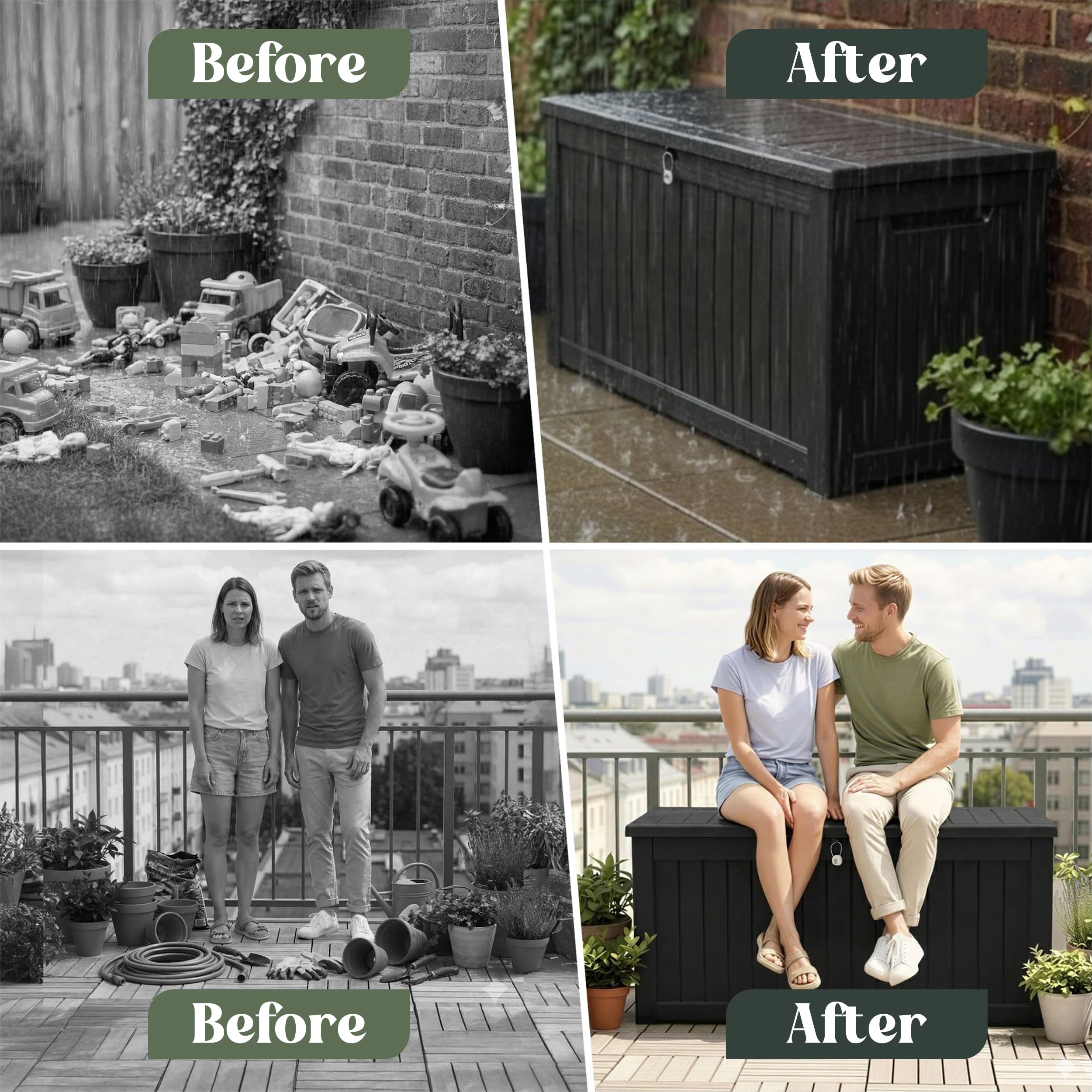 Olsen & Smith 870L XXL Recycled Lockable Outdoor Garden Storage Box & Bench Seat - Image 5