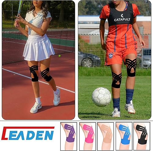 Miniatura 8 de IEADEN Cinta de kinesiología precortada para rodillas, 10 unidades, mejorada 2025, soporte y estabilidad de rodilla, cinta atlética para aliviar el