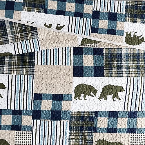 Miniatura 5 de Juego de edredón de cabaña tamaño King, juego de edredón rústico de Navidad, juego de edredón de 3 piezas ligero reversible para todas las