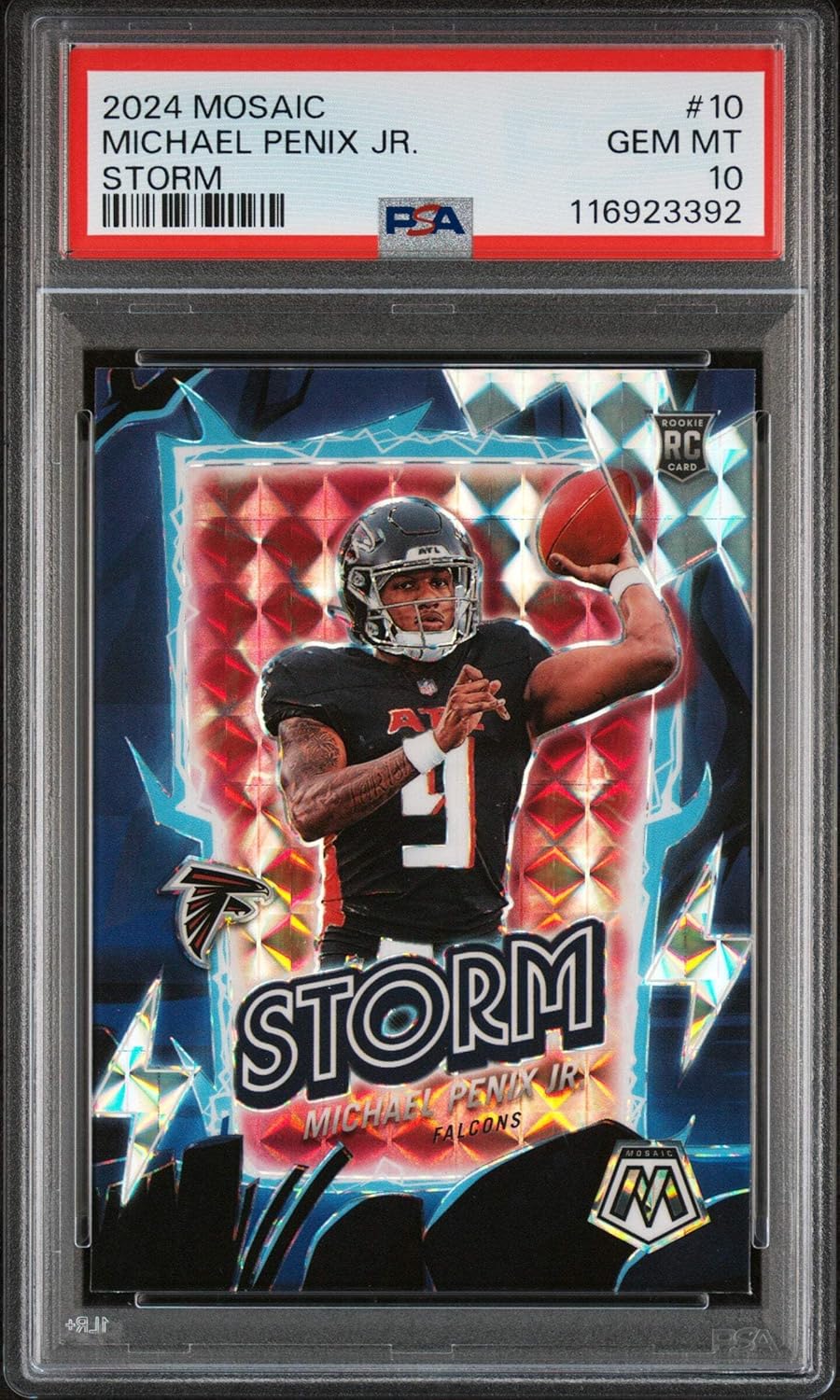Graded 2024 Panini Mosaic Michael Penix Jr #10 Storm Rookie RC Football Card PSA 10 Gem Mint