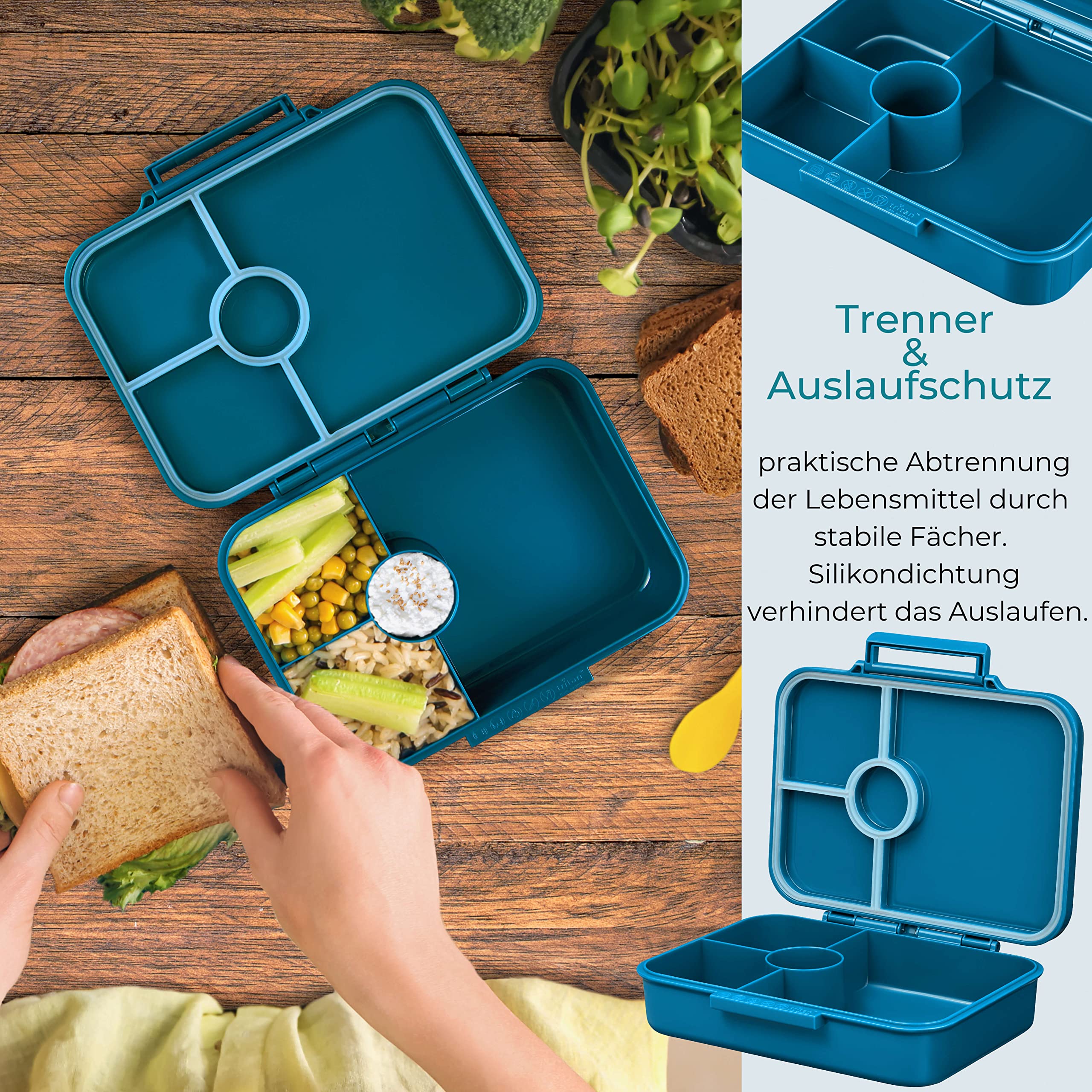 My Vesperbox® Brotdose für Kinder mit Fächern [BIA] - Lunchbox mit Trennfächern - Bento Box - Jausenbox - Brotzeitbox für Schule & Kindergarten - Vesperdose für Jungen & Mädchen