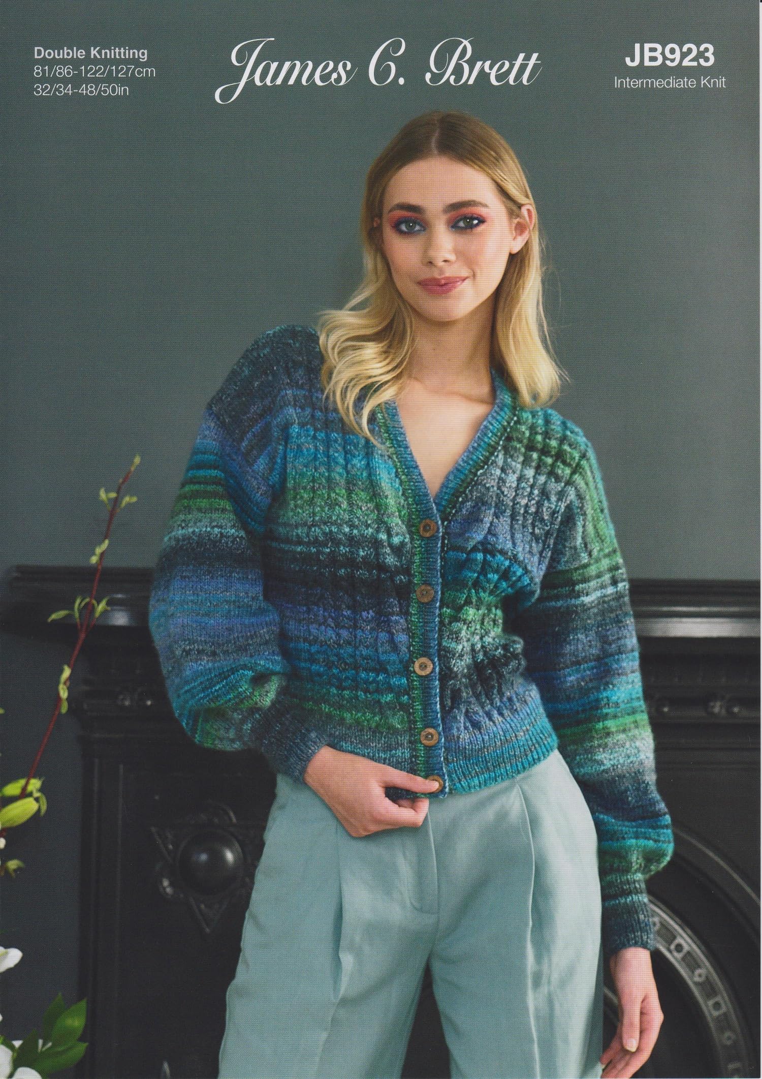 James Brett Ladies Cable Cardigan Double Knitting Pattern Womens (JB923)