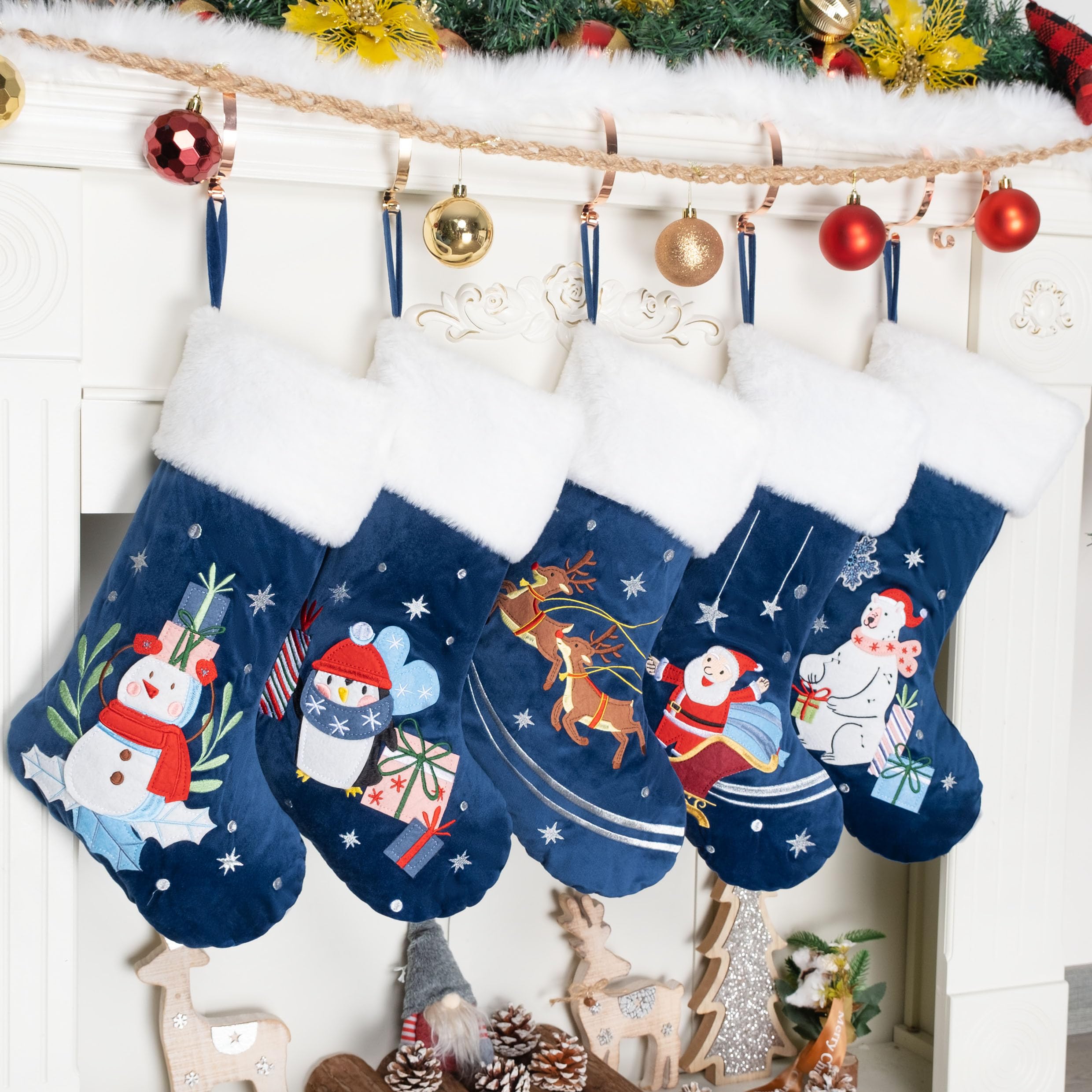 LUBOT Lot de 4 chaussettes de Noël pour enfants et chiens, motif étoilé, motif nuit sombre, 2022