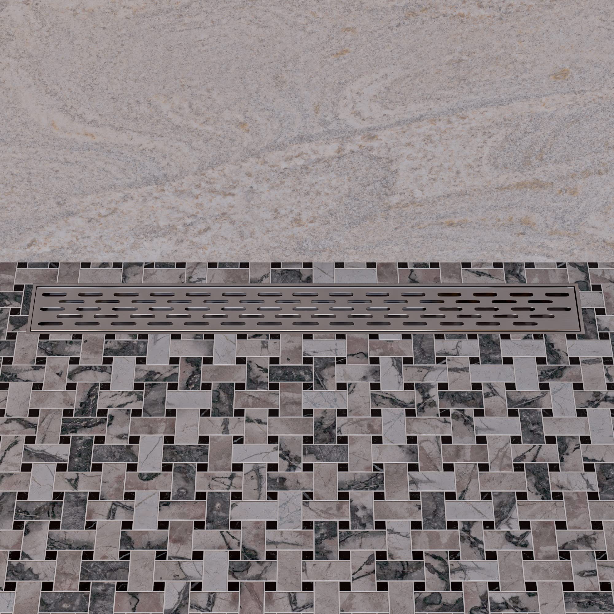 ALFI brand ABLD24C 24" Long Modern Stainless Steel Linear Shower Drain with Groove Holes, Silver