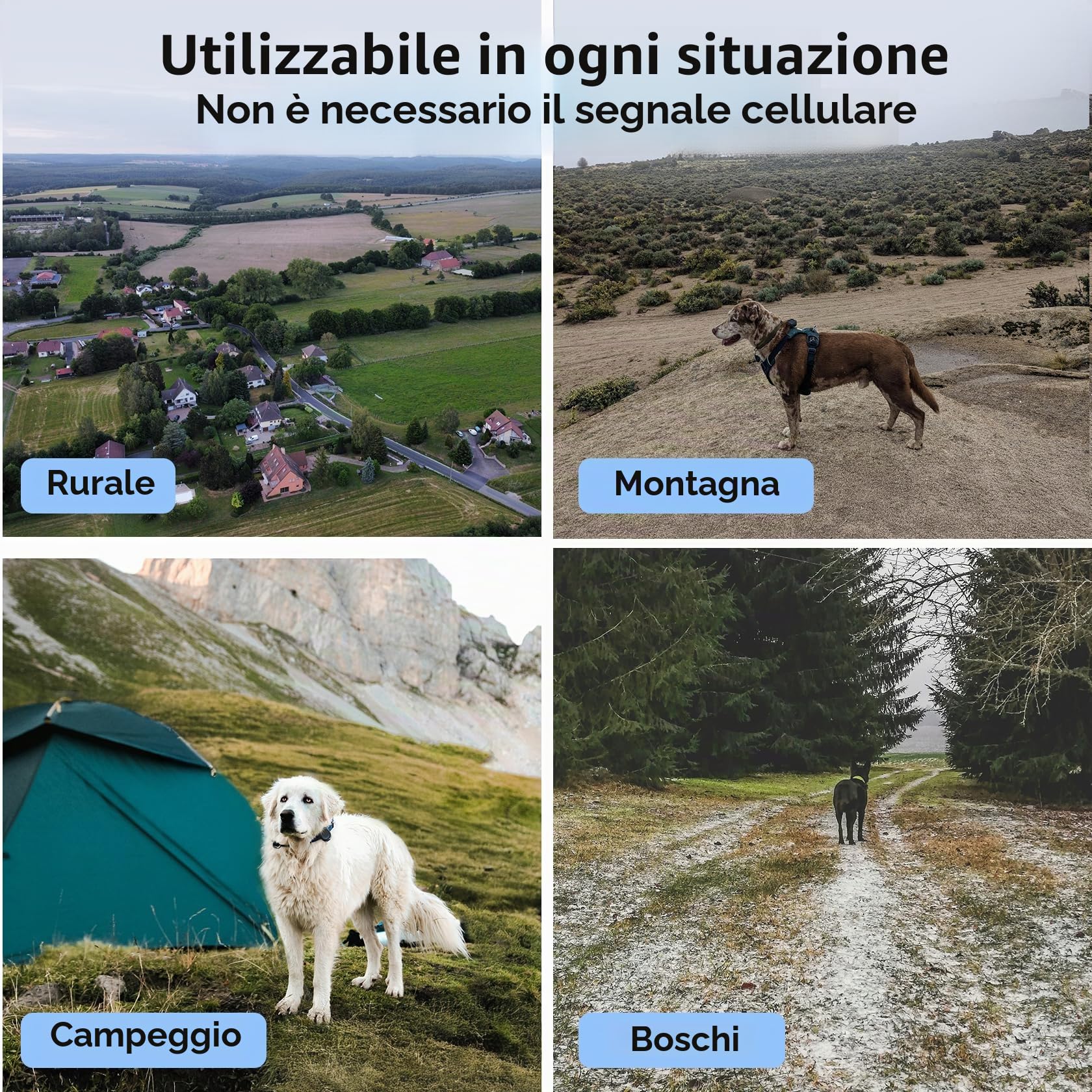 Aorkuler Localizzatore GPS per cani da esterno per aree senza segnale, localizzatore per animali domestici, localizzatore in tempo reale, per escursioni, passeggiate, campeggio, lavori in aree