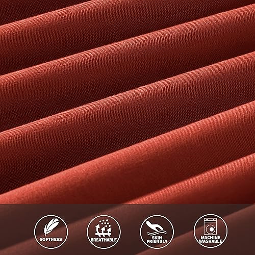 Miniatura 7 de Entisn Juego de sábanas de microfibra cepillada de 4 piezas, tamaño King, 1800 hilos, ultra suaves, de calidad egipcia, sábanas de lujo naranja con