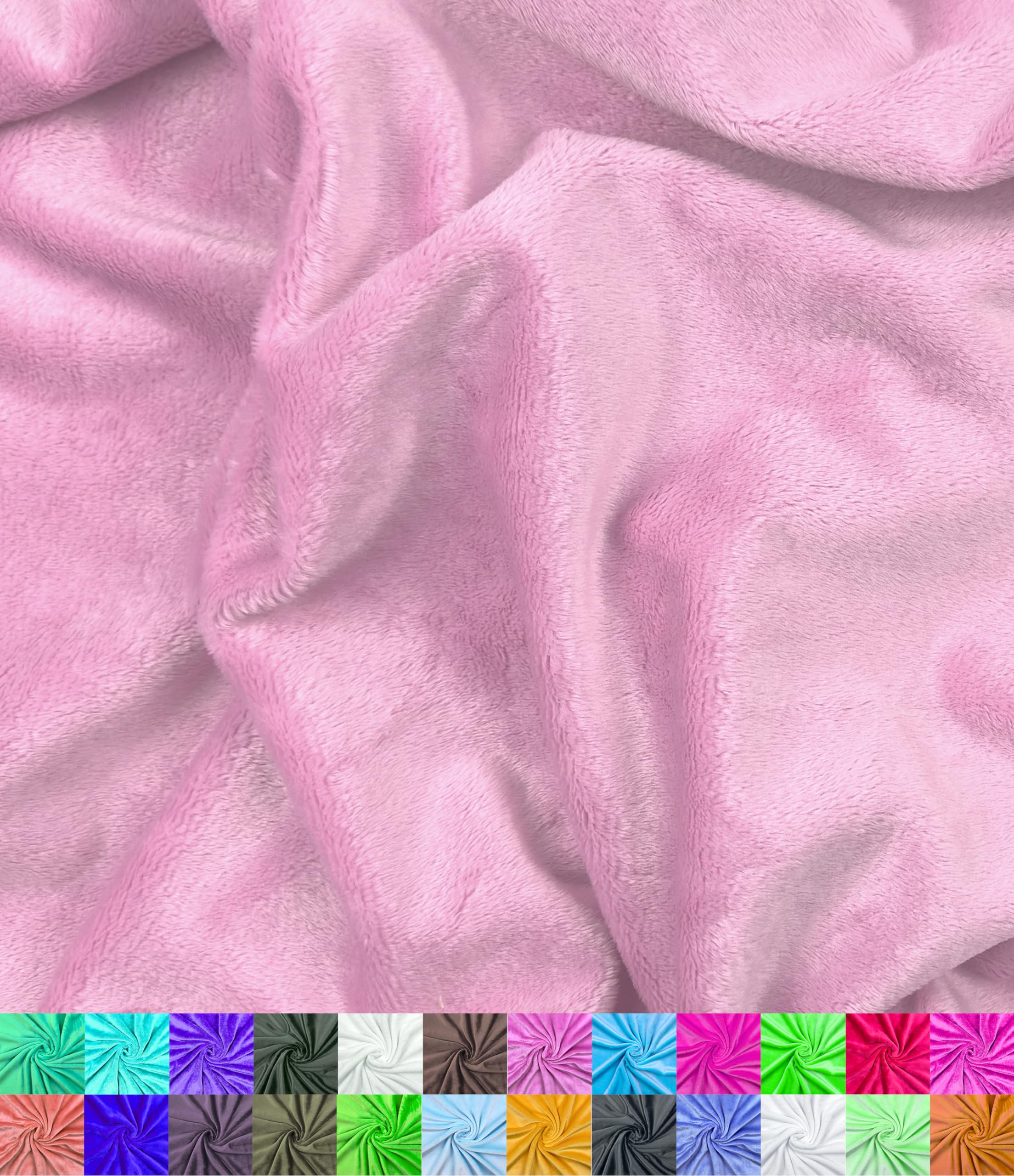 Barcelonetta | Minky Fabric | Plush, Super Soft, Cuddle | Solid Minky | by The Yard | 60" Wide | Baby Blanket, Change Station Cover, Pillow, Scarf, Beanie (Light Pink, 2 Yard)