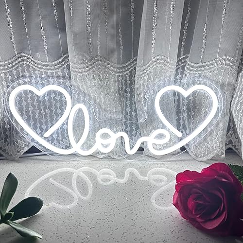 Miniatura 6 de Letrero de neón LED blanco con corazón de amor para boda, proponer matrimonio, día de la madre, día de San Valentín, decoración de pared, regulable,