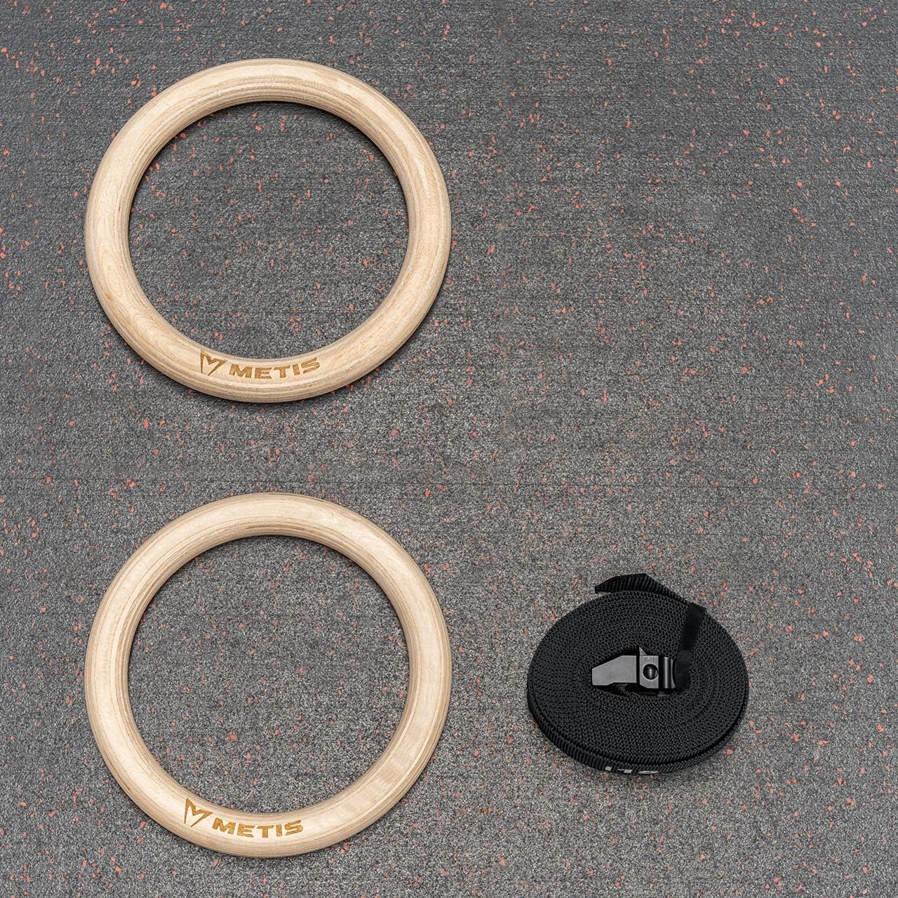 METIS Wooden Gym Rings [Pair] - Gymnastics Equipment for Calisthenics & Crossfit | Pair of Wooden Rings for Home Gym Equipment | Olympic Gymnastics Rings