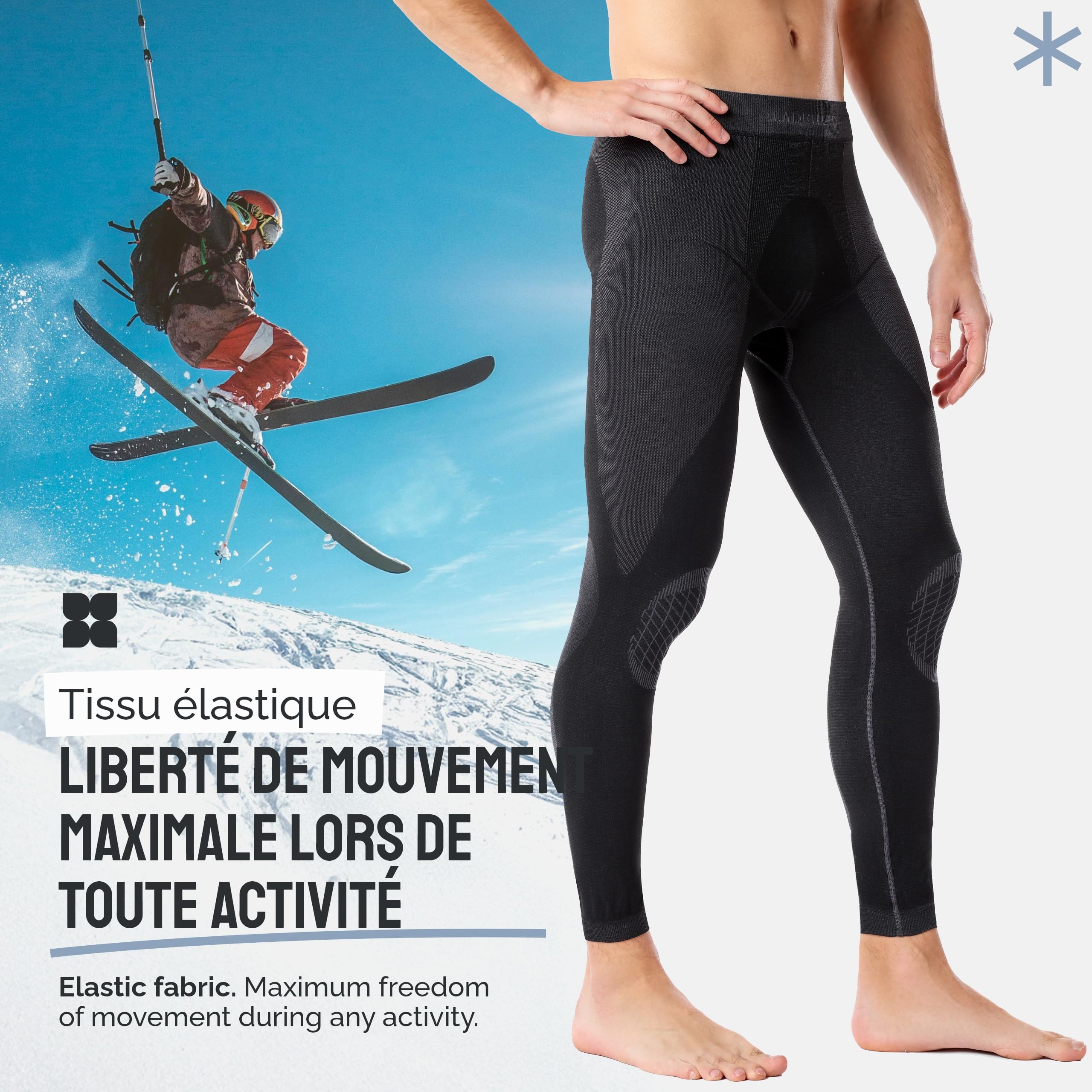Ladeheid Caleçon Thermique Long sous-vêtements Homme LAGI002