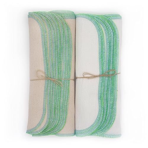 Miniatura 7 de Turquoise and Lime two tone undyed natural Paperless towels - 1 dozen