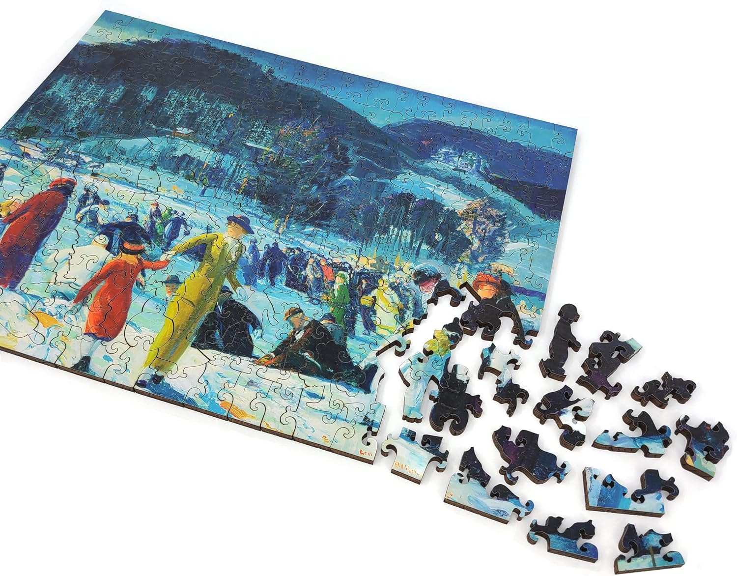 Large Format Wooden Puzzle for Adults and Seniors - Large Pieces Puzzle - Uniquely Shaped Pieces - Made in The USA by FoxSmartBox - 215 Pieces - Love of Winter
