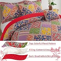 Vista 146 de VAPUTAR Juego de ropa de cama tamaño Queen – 3 piezas, edredón bohemio, colcha reversible ligera para dormitorio de granja (floral)