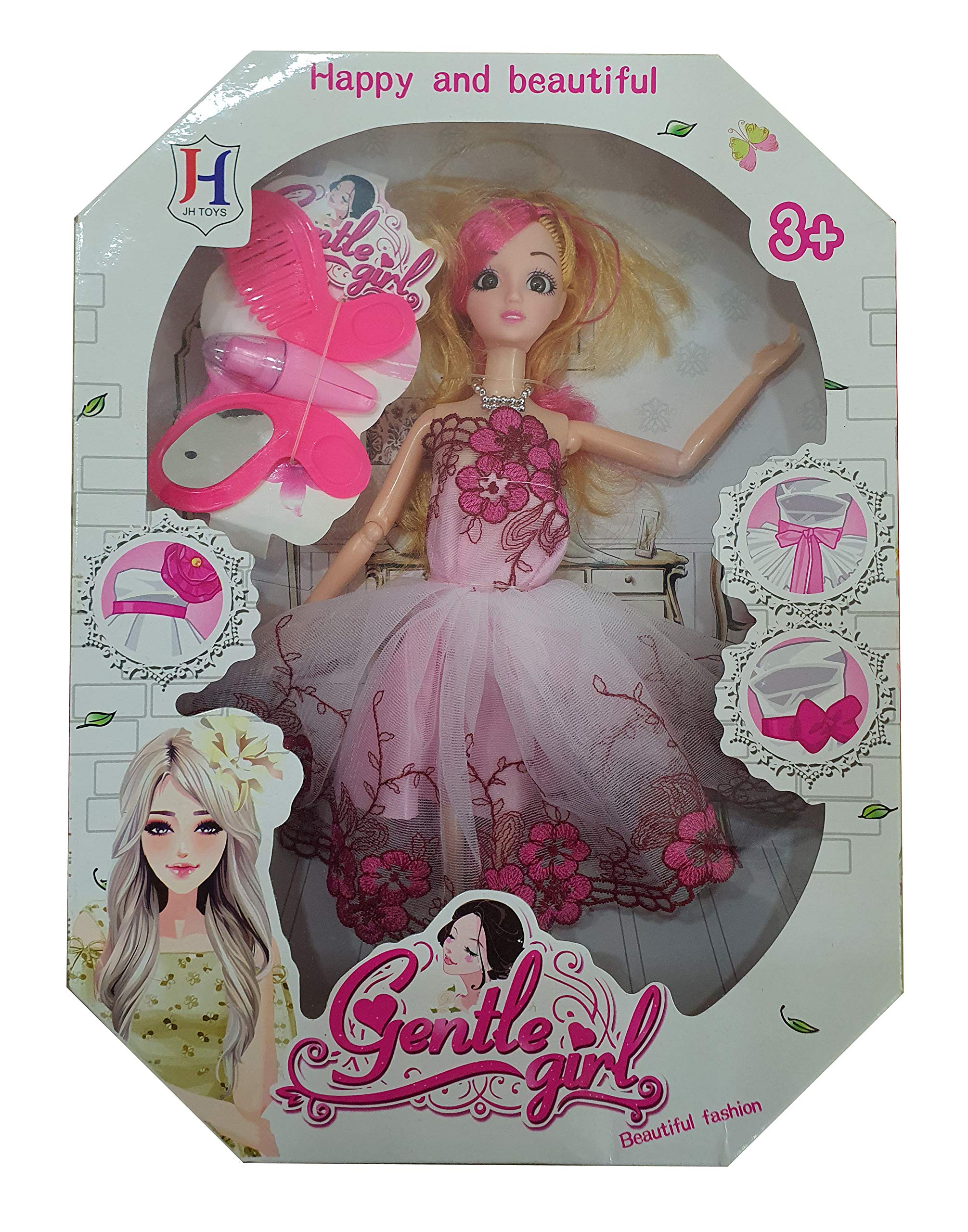 Magicwand Pretend Play Fashion Doll for Kids & Girls,100% Safe & Non-Toxic【Upto 3 Yrs】【Pack of 1 Doll】【Multi-Colored】