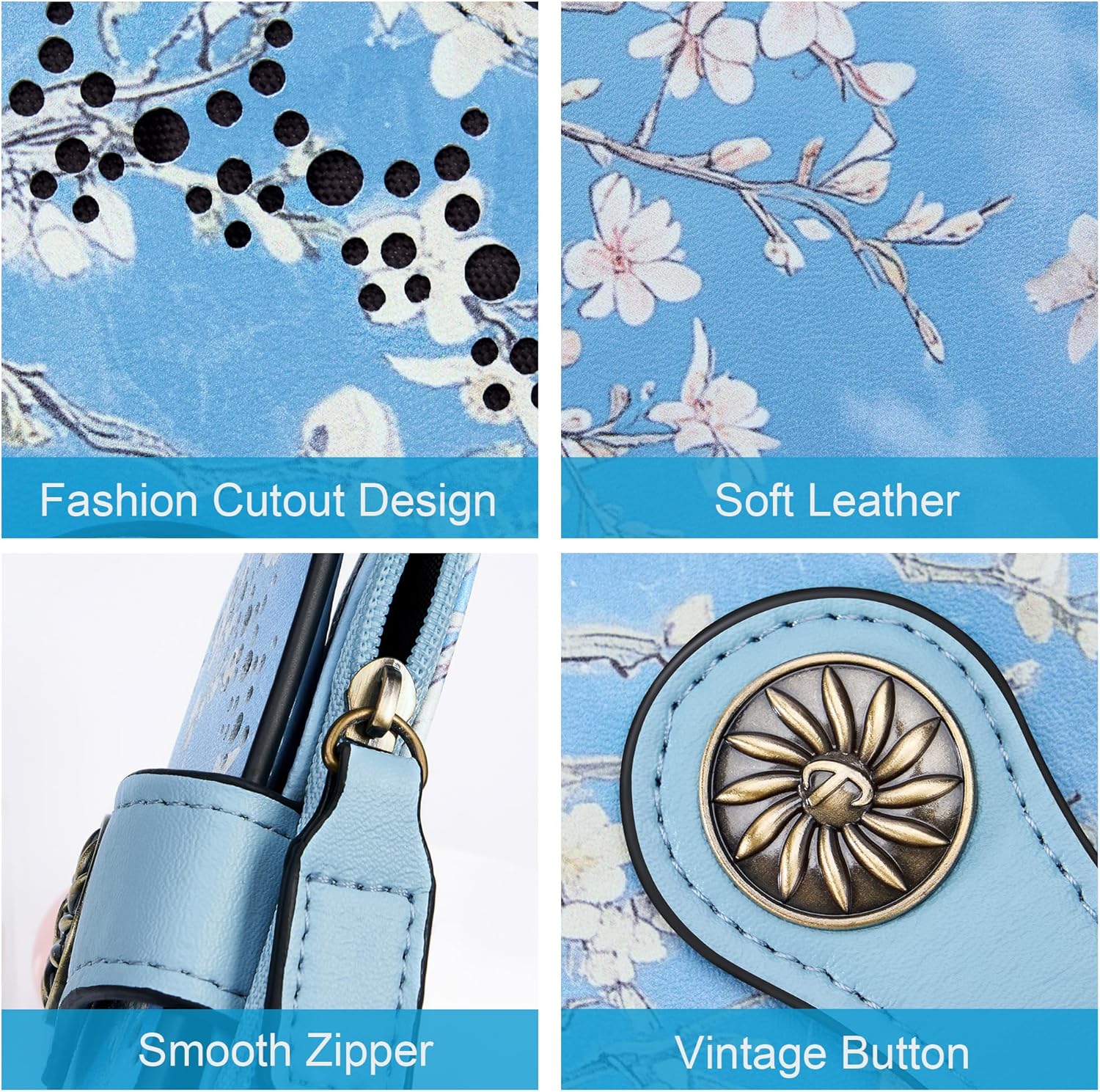 Small Wallet Women Coin Pocket Bifold RFID Blocking Card Holder Leather Wallets with Zipper - Image 6