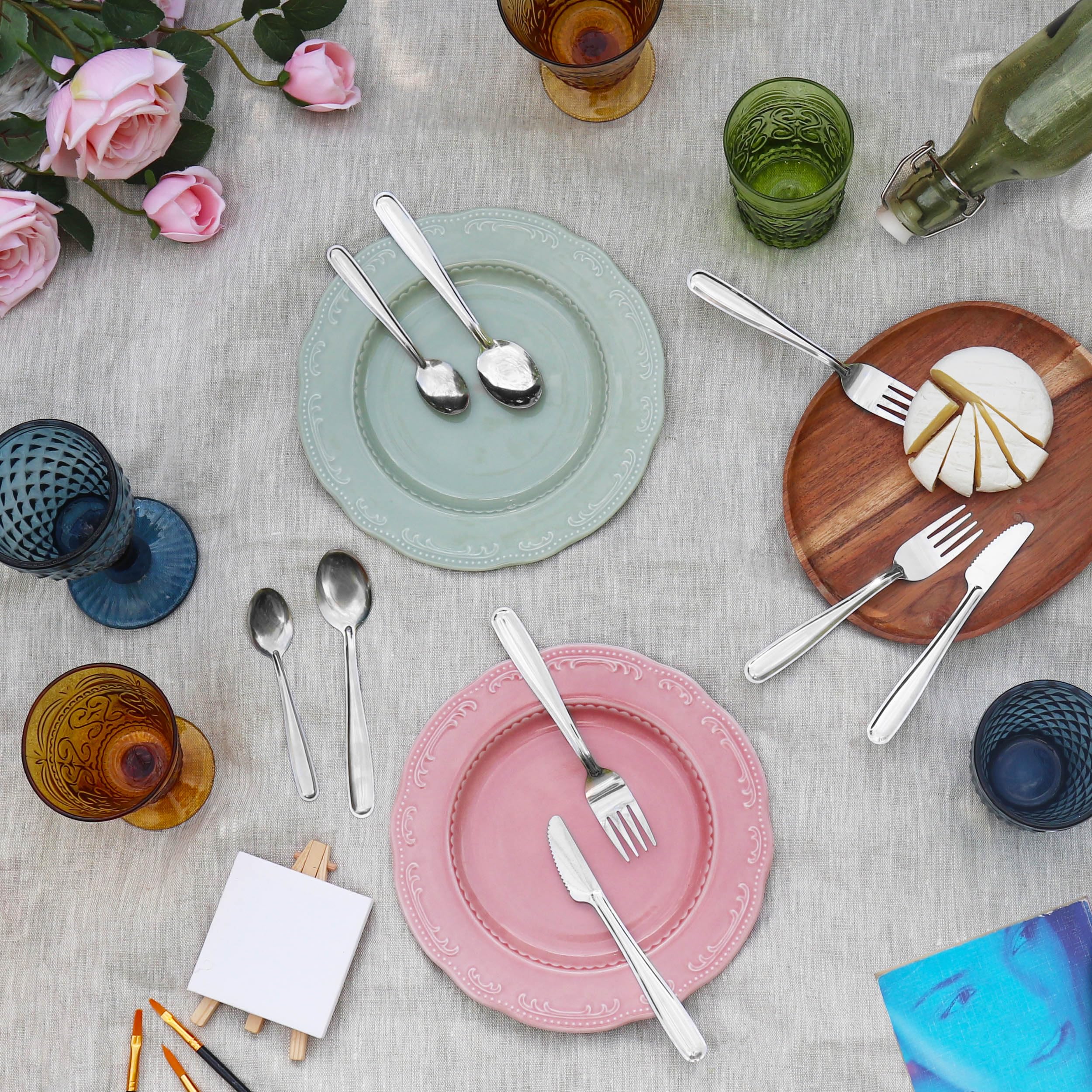 Pintinox Lot de 100 paquets fourchette, couteau et cuillère Use&Reuse avec serviette, acier inoxydable sans nickel, alternative au plastique jetable