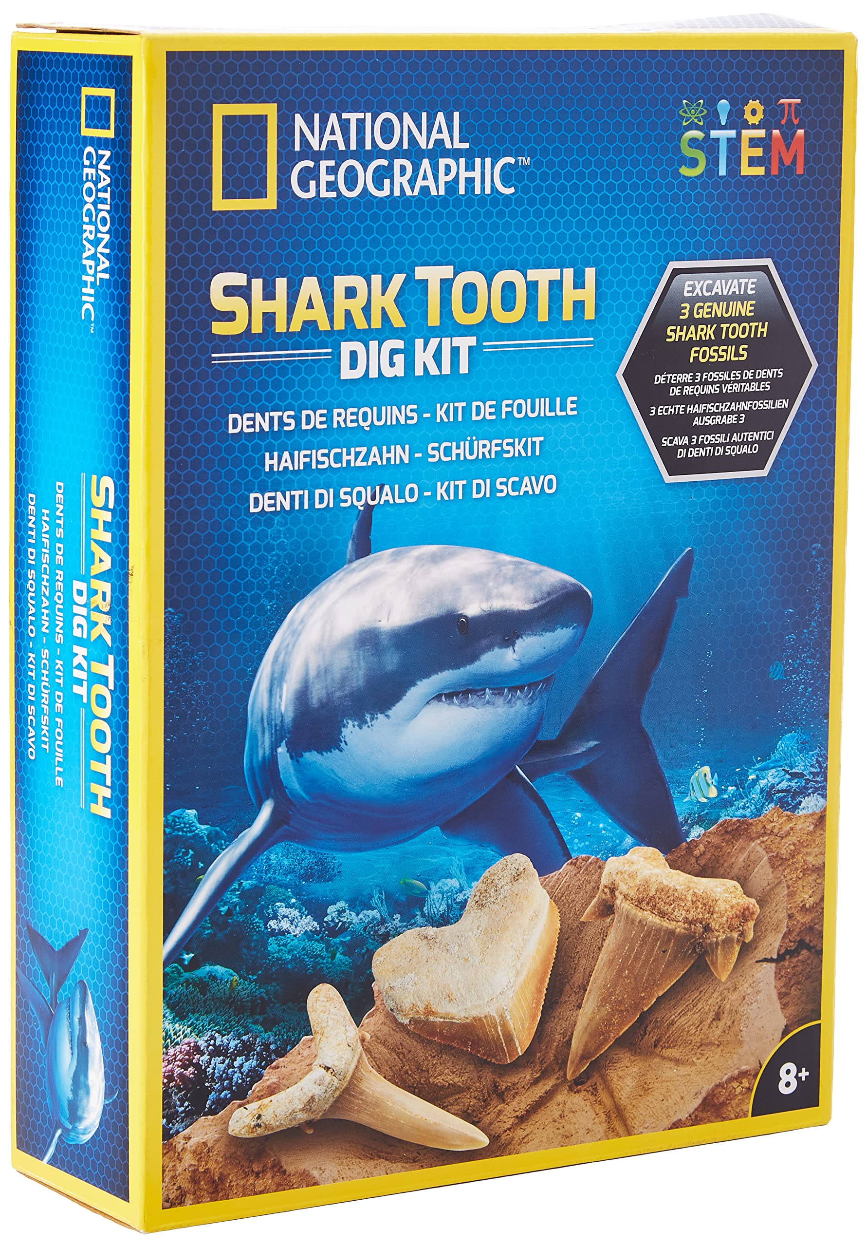 National Geographic Shark Tooth Fossil Excavation Dig Kit Educational and Science Kit STEM - Bandai JM80560M