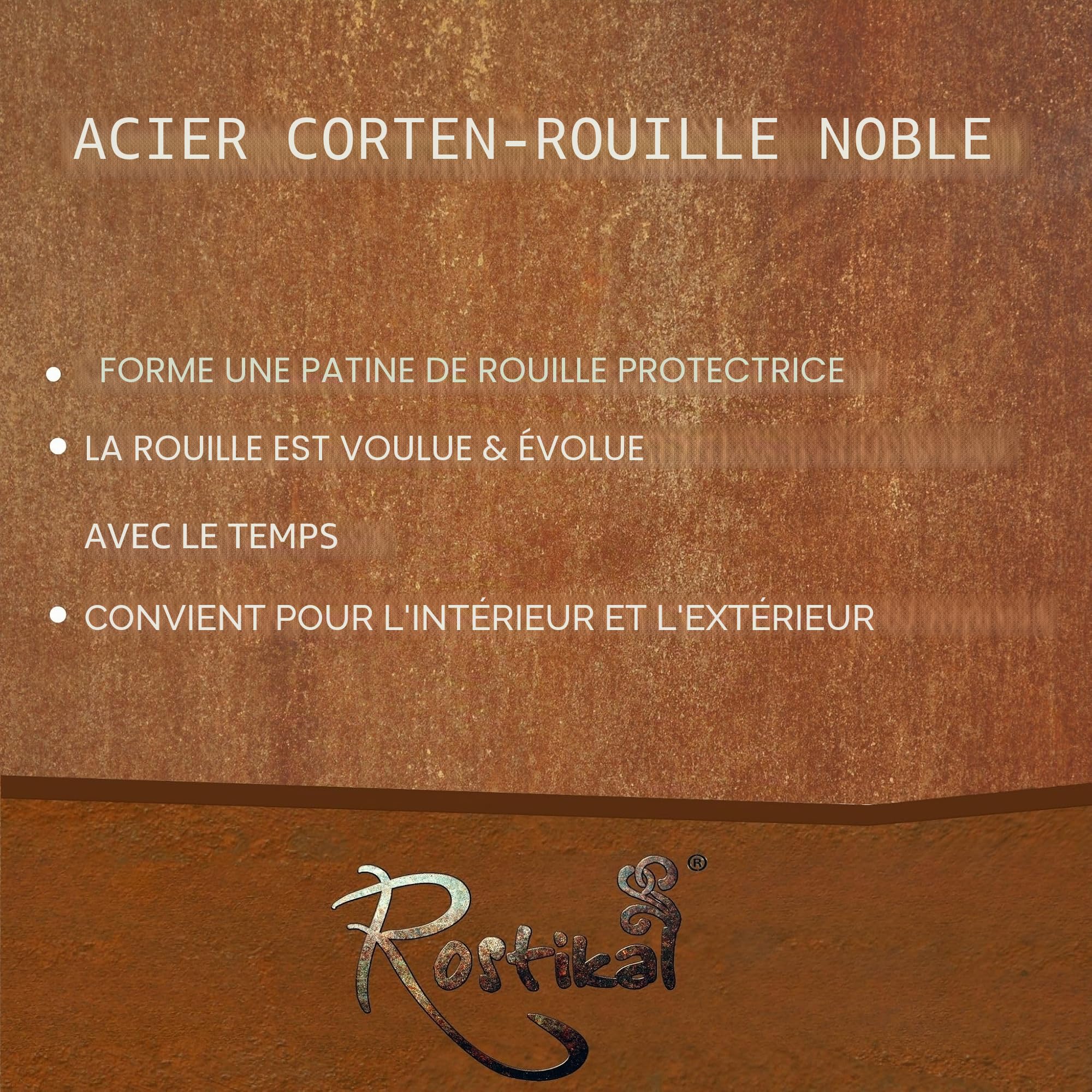 Rostikal Colonne décorative personnalisée 1 m avec nom pour décoration de jardin en métal rouillé