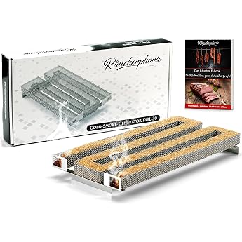 R ucherphorie Cold Smoker Grid XL - Robust Cold Smoke Generator Made of Stainless Steel + E-Book for Extra Long Smoking in the Smoker Oven Grill Smoker - Premium Smoking Accessories Extra Large KGL30