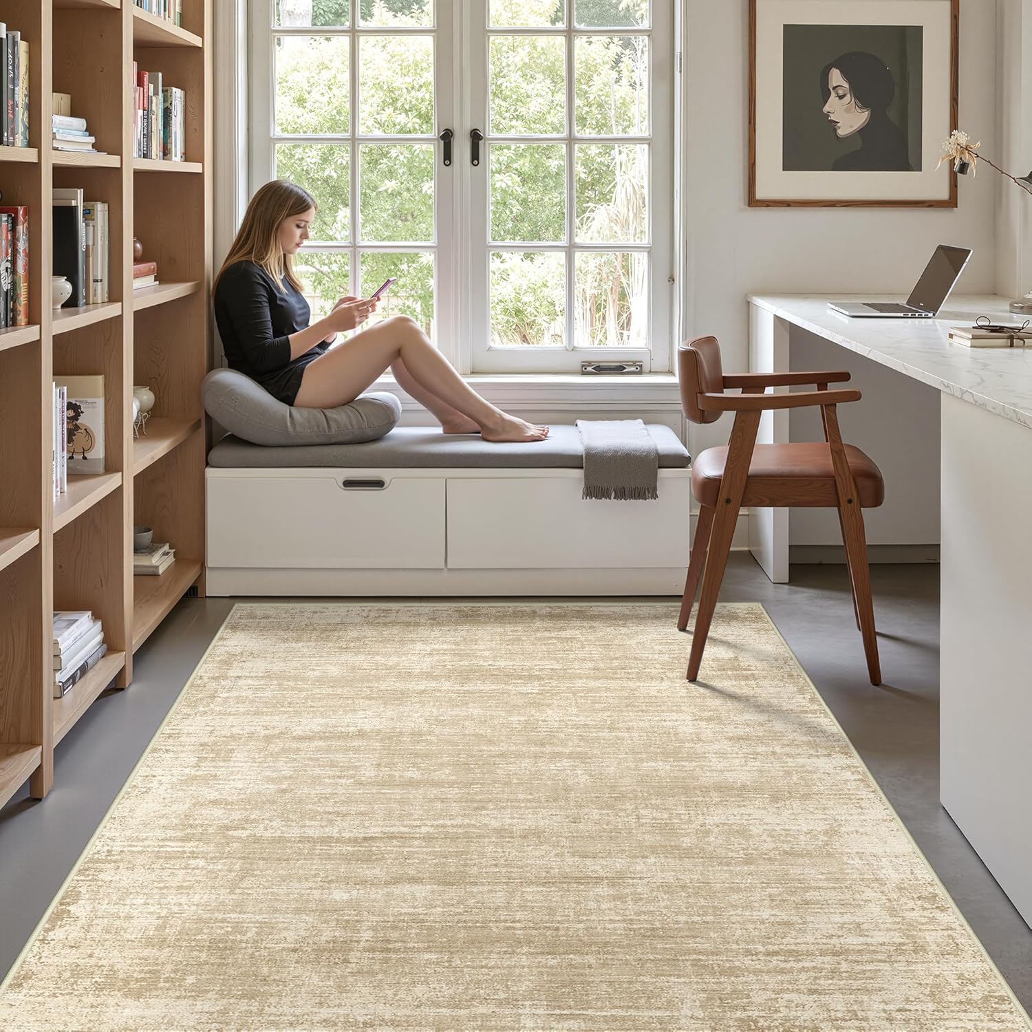 zesthome 3x5 Area Rugs, Modern Washable Rug, Non-Slip Rugs for Living Room, Stain Resistant Abstract Rugs, Ultra-Thin Indoor Area Rug 3x5, Home Decor Brown Rug