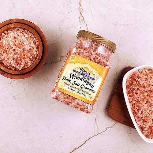Miniatura 5 de Rani - Gránulos de sal rosa del Himalaya (84 minerales esenciales) 64 onzas (4 libras) tarro PET de 4.0 lbs  Todo natural  Vegano  Apto para gluten