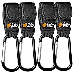 Baby Uma Baby Stroller Hooks for Bags - 4-Pack of Stroller Clips for Diaper Bag, Carry 11 lbs per Stroller Carabiner Clip, Adjustable Stroller Straps, Bag Hook, Universal Stroller Accessories
