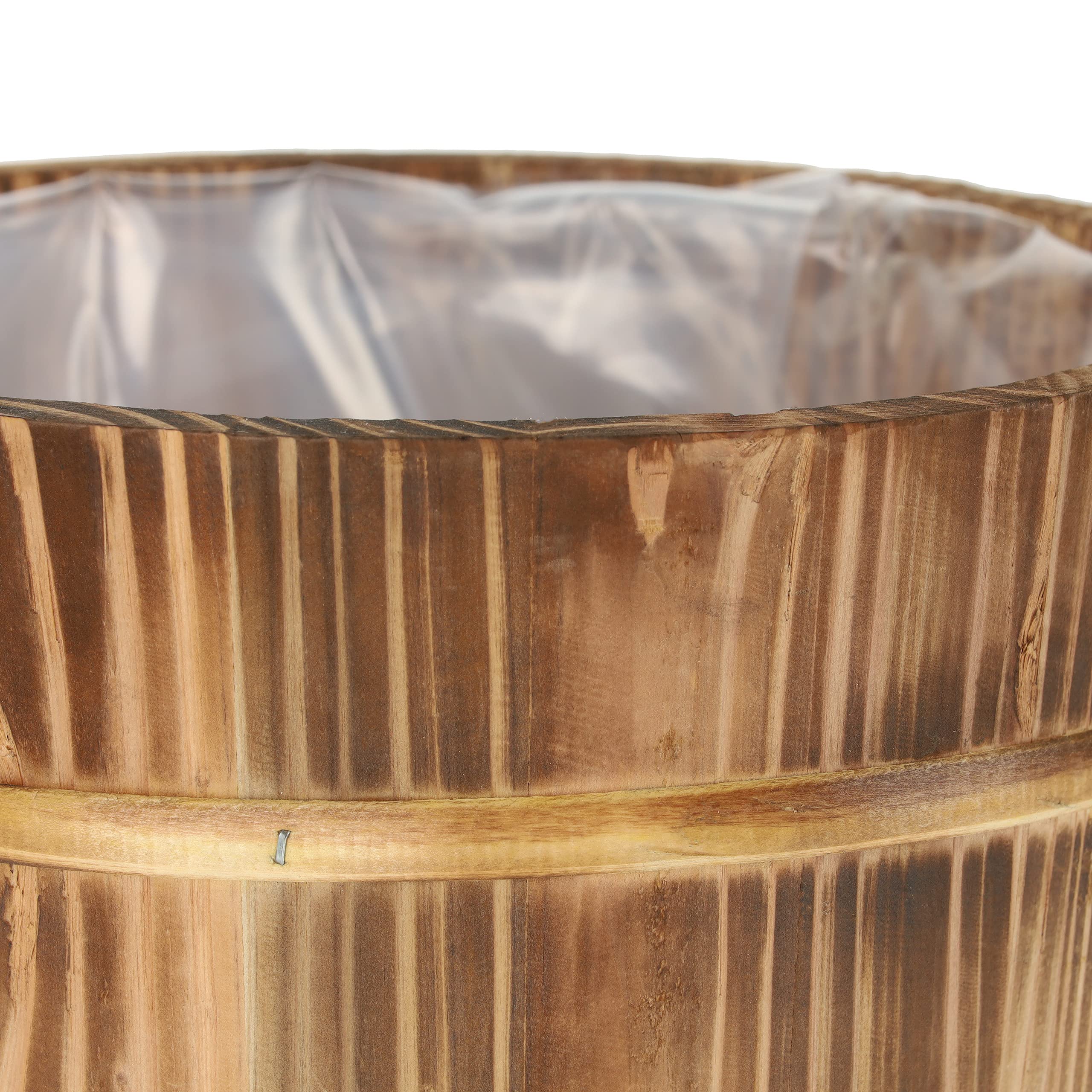 Relaxdays Vaso in Legno in Set da 2, Fioriera Tonda, Ø 24 e 19 cm, Porta Fiori e Piante, Interni e Esterni, Naturale