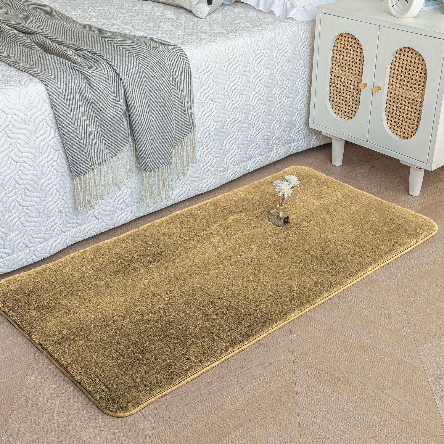 Luxe Home Rabbit Fur Runner - Soft Grey 2x5 Feet -23 Luxe Home Rabbit Fur Runner - Soft Grey 2x5 Feet -23