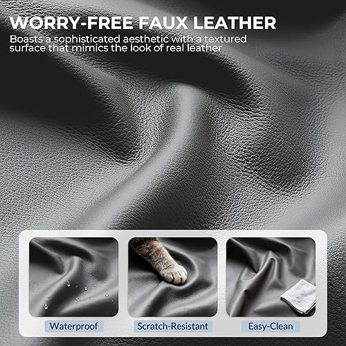 Miniatura 7 de Silla de oficina de cuero con reposacabezas ajustable, sillas ejecutivas de escritorio de oficina en casa con respaldo ergonómico, reposabrazos