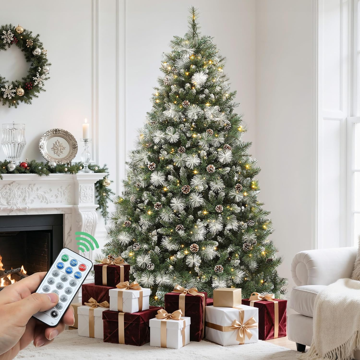 YITAHOME 6ft Prelit Scotch Pine Christmas Tree with Remote Control, Pre ...
