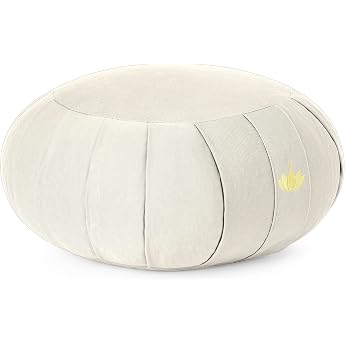 Lotuscrafts Zafu Zen Meditation Cushion Yoga Cushion Seat Height 15 cm Yoga Zafu Cushion with Spelt Filling Washable Cover Made of Organic Cotton GOTS Certified with Embroidery