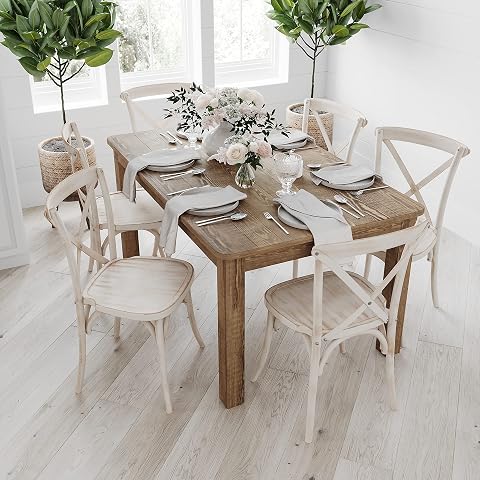 Merrick Lane Jessamine 60 x 38 Rustic Solid Pine Farm Dining Table