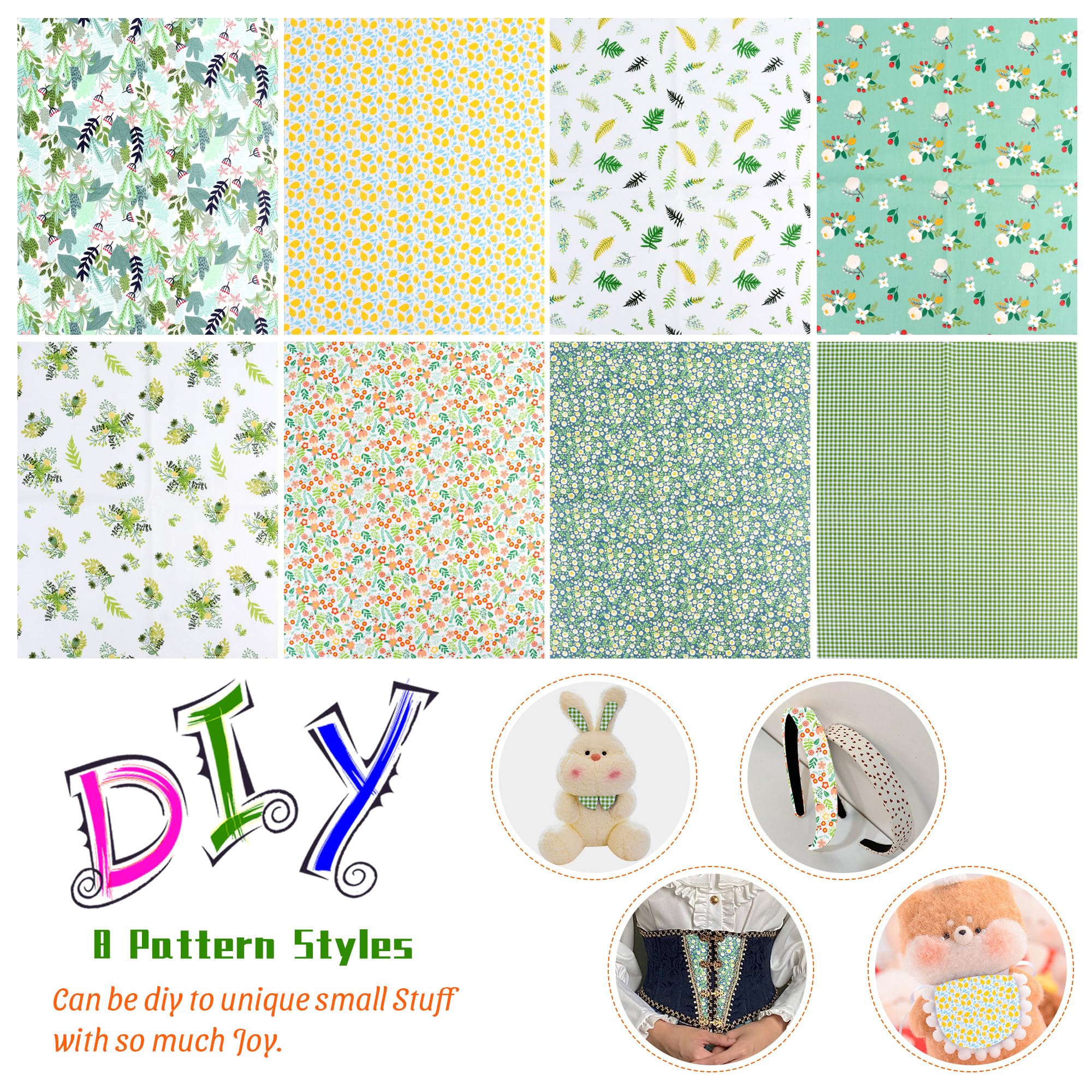 7 Tessuti Di Cotone Stampati Floreali – 46x56 Cm L'uno – Stoffe Per Patchwork E Cucito Creativo