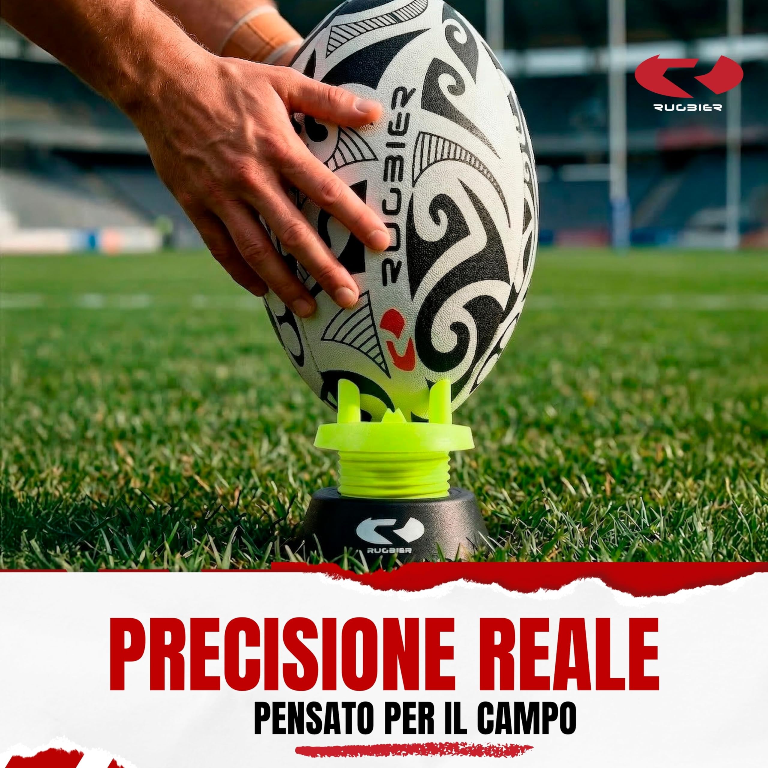 Tee da Rugby Regolabile Professionale – Supporto Calci Altezza Regolabile Trasformazioni e Piazzati – Base Pallone da Rugby Alta Stabilità – Accessorio Allenamento e Partita – Giallo/Nero
