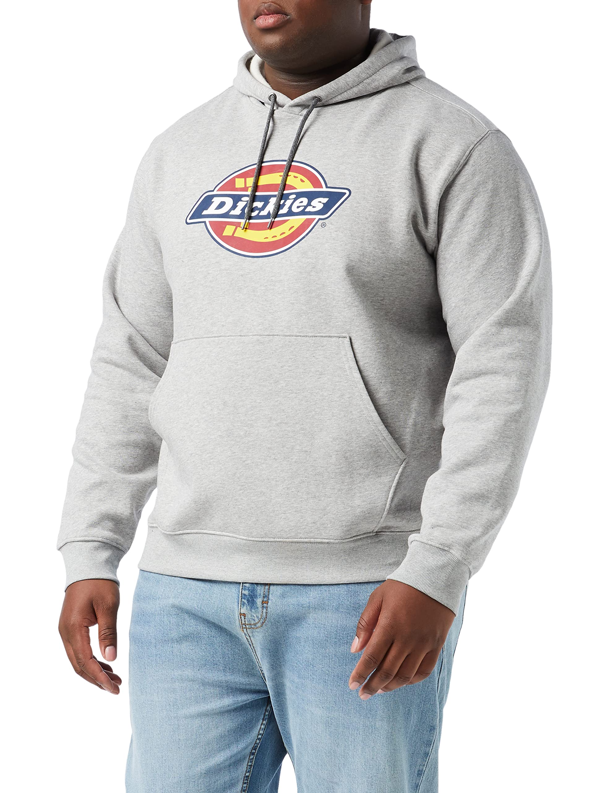 Dickies Workwear - Hoodie for Men, Front Logo Fleece Hooded Sweatshirt, Three-Piece Hood, Heather Grey, XXL