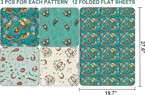 Miniatura 2 de Sikiweiter Papel de regalo de nutria, 12 hojas de papel de regalo de nutria para aniversario, cumpleaños, Navidad, vacaciones, 19.7 x 27.6 pulgadas