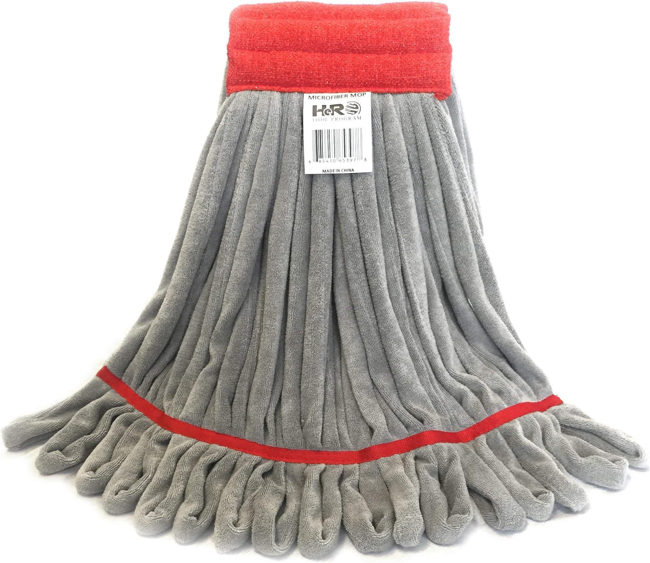 Hero Mop Head Replacement, Commercial Mop, Microfiber Mop Head with Nylon Scrubbing Pad (Red)