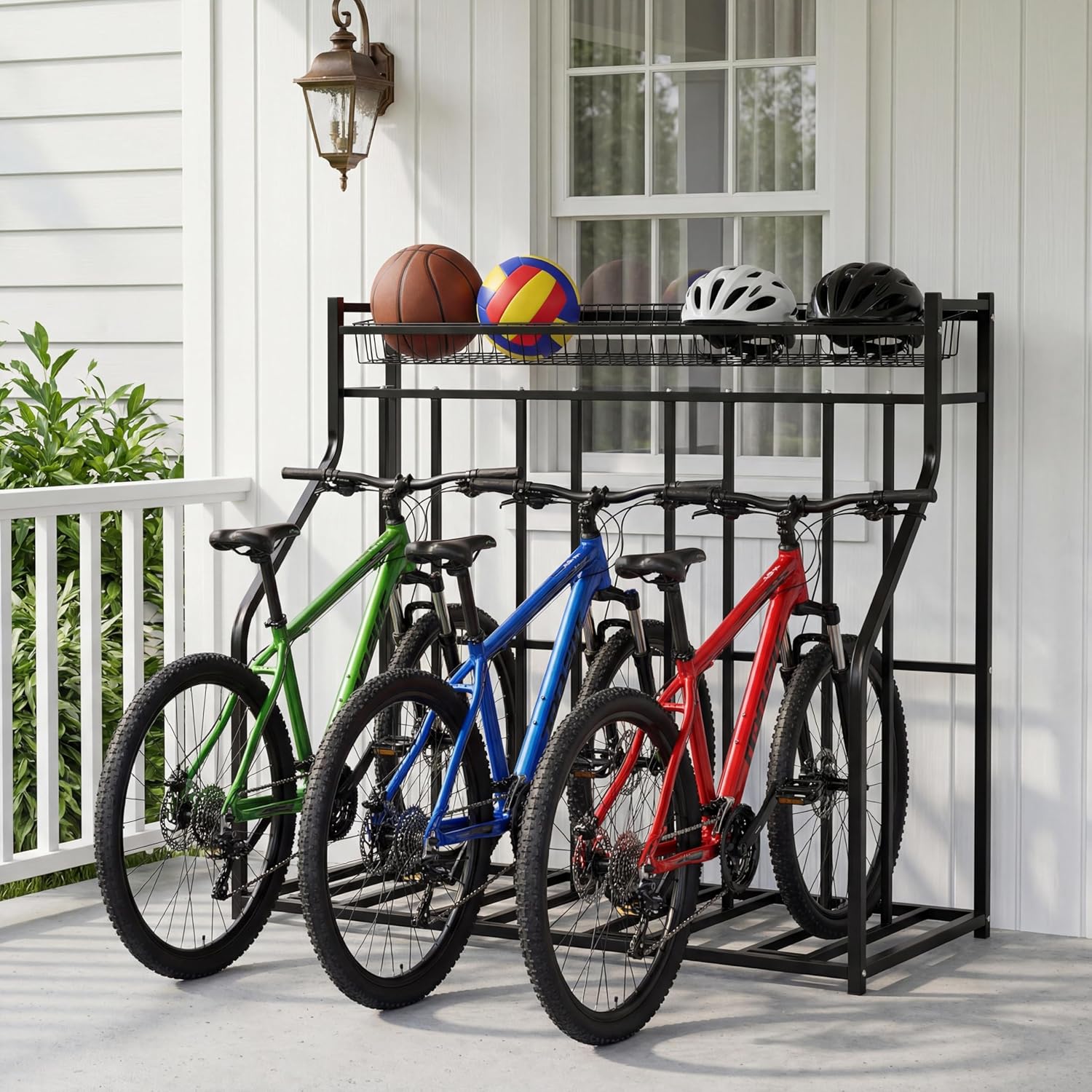 Garvee 4-Bike Stand, Bike Storage Rack, Bicycle Floor Rack for Garage Organizer, Indoor Sporting Gear Storage Station