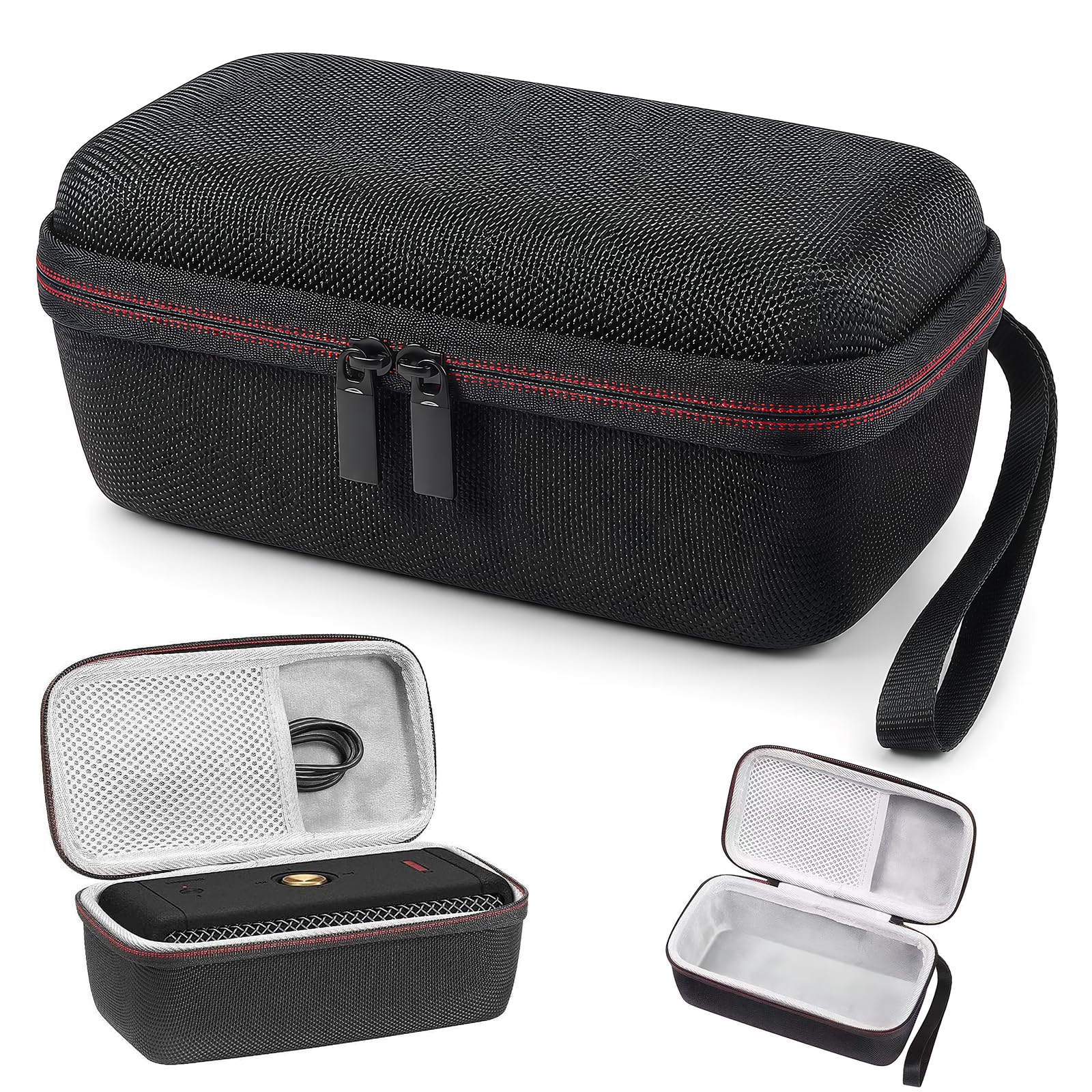 Portable Carrying Case Cover,Suitable for Marshall Emberton Bluetooth Portable Speakers,with Zipper and mesh Pocket,Storage Case with Hand Strap Hard EVA Protective Case, No Speaker (Black)-picture-12