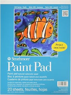 Strathmore 100 Series Youth Paint Pad 9x12" 20 Sheets - Moisture-Resistant Textured Paper for Watercolor, Markers & Poster Paints