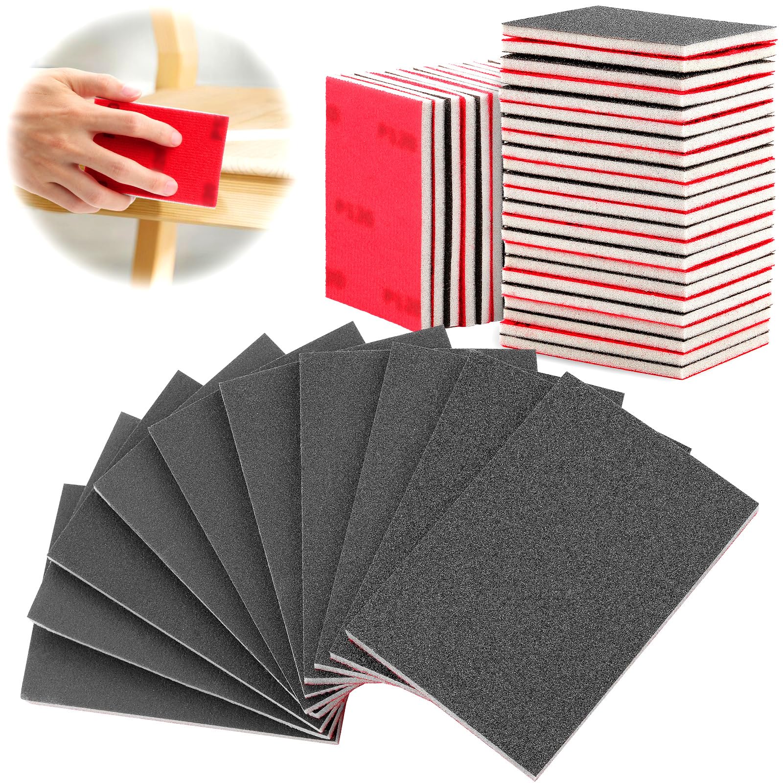 TXXATX 27 Pieces Sanding Sponge 180-3000 Grits Sponge Sanding Pads Wet and Dry Blocks Sandpapers Flexible Pads Washable and Reusable for Drywall Wood Furniture Metal Polishing Painting Auto Repair