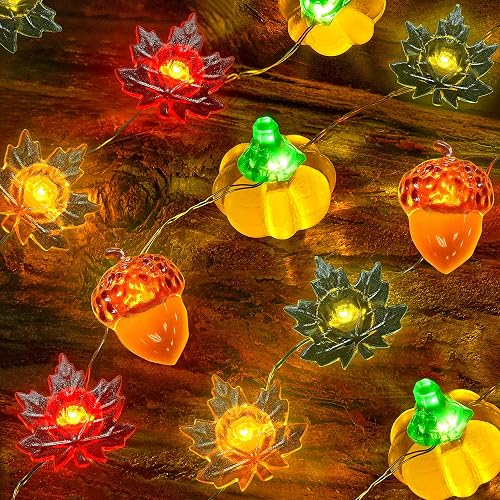 Fall Decorations, 10FT 40LED Battery Operated Fall Lights Copper Wire