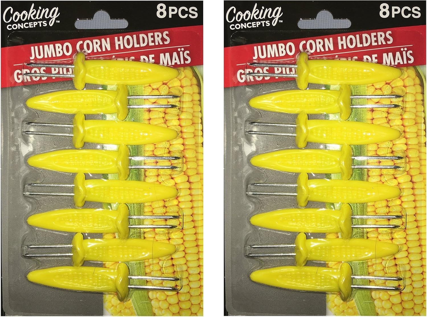 Jumbo Corn Holders Reusable Corn Holders BBQ Corn on the Cob Holders 2 packages of 8