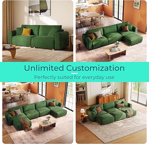 Miniatura 8 de LINSY HOME - Sofá seccional modular de gran tamaño, sofá en forma de L de 128" de ultra suave nube con asientos grandes y otomana removible, sofá