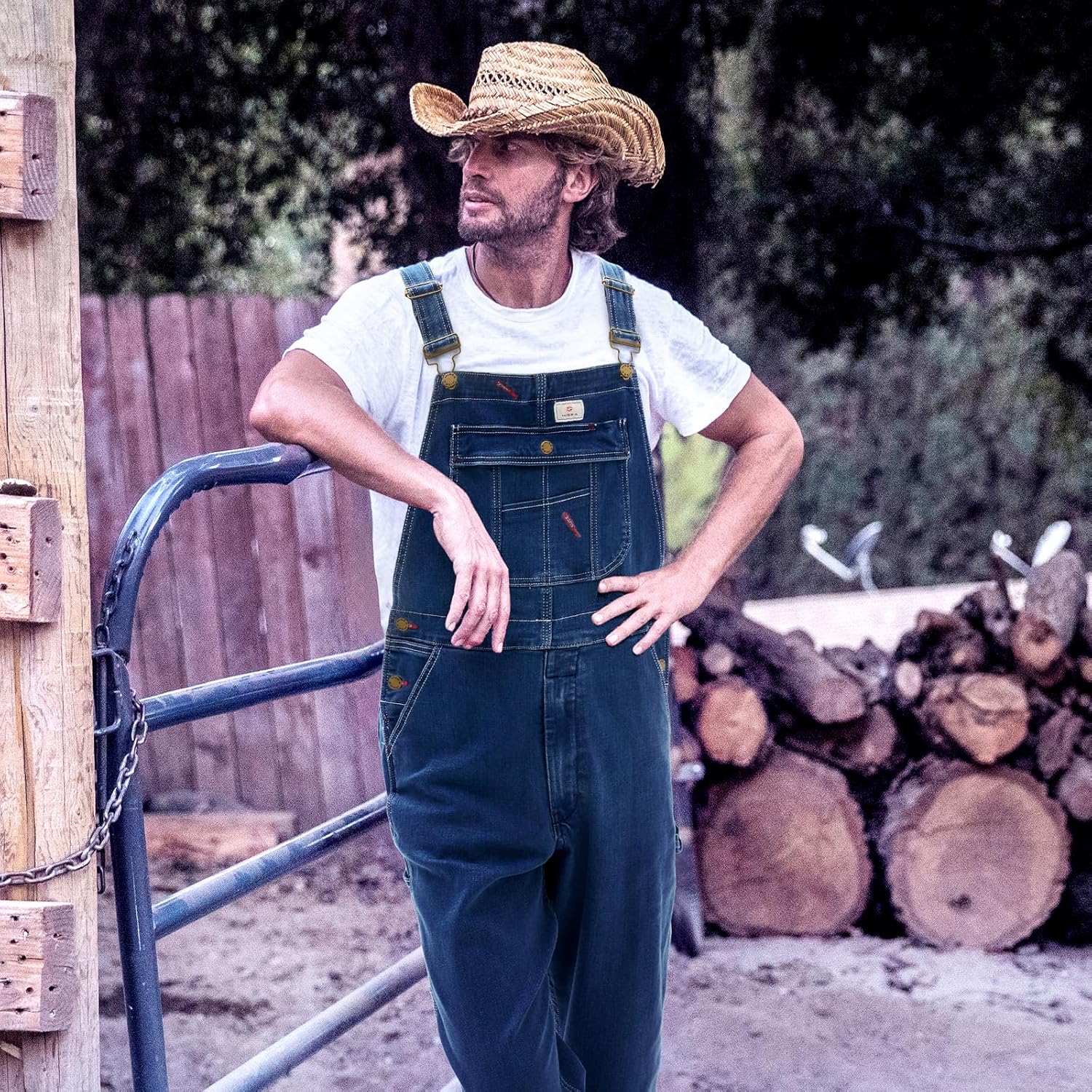 HISEA Mens Denim Bib Overalls, Men's Regular Fit Overall Flex Workwear with Adjustable Straps and Convenient Tool Pockets - Image 5