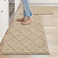 Vista 56 de COSY HOMEER Alfombras suaves de cocina [2 piezas] para el frente del fregadero alfombras de piso de cocina súper absorbentes y tapetes 20 x 30