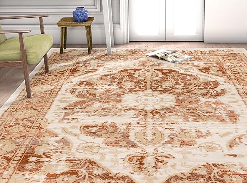 Well Woven Kensington Maxwell - Alfombra moderna de cobre con medallón antiguo, estilo vintage, envejecida, 2 pies 3 pulgadas x 7 pies 3 pulgadas