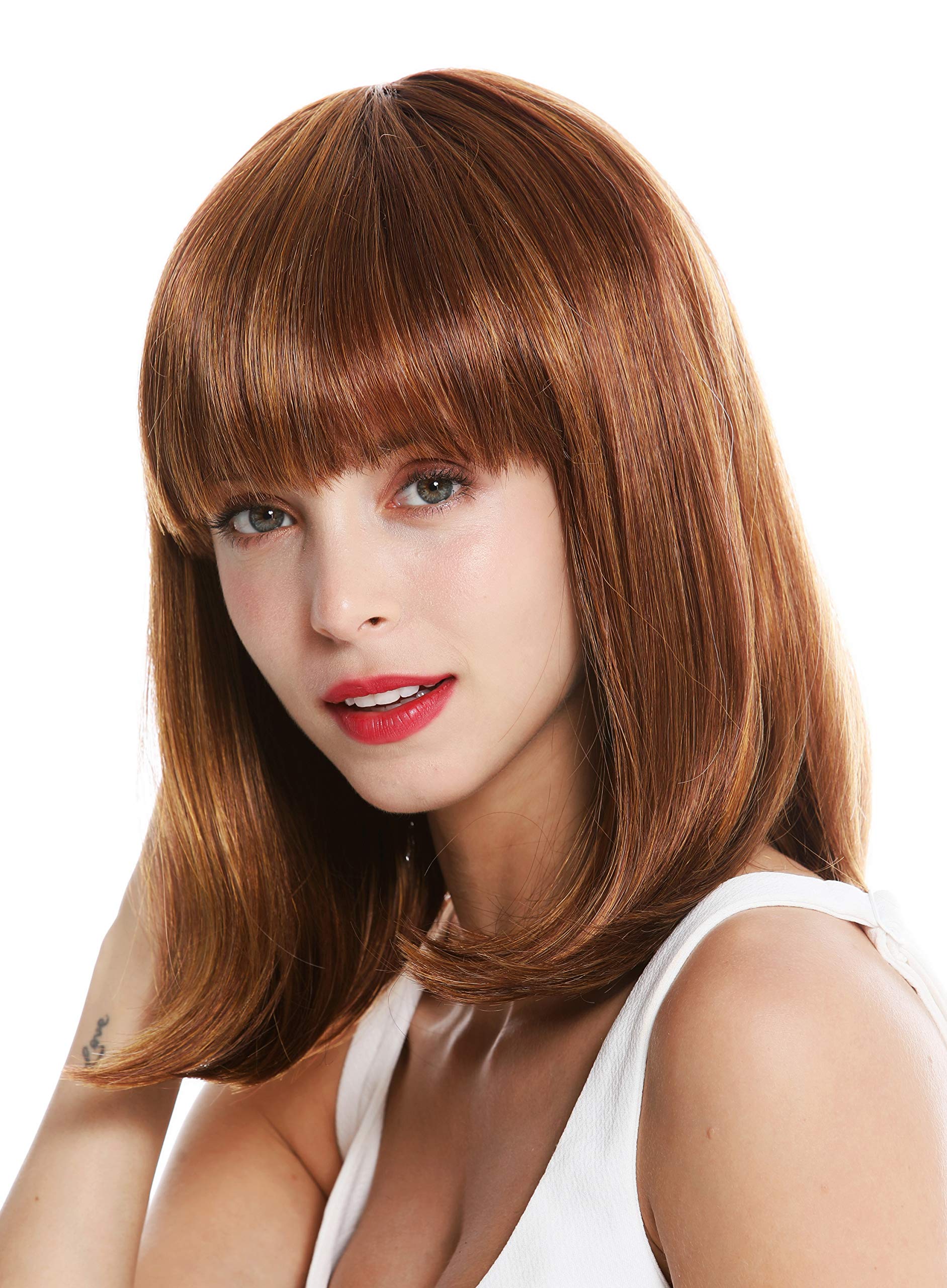 WIG ME UP - VK-1-27MB quality women's wig short shoulder length long bob fringe sleek light copper brown reddish brown - Image 3